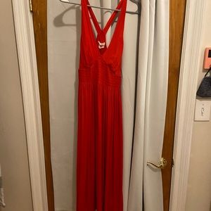 Silky red halter dress